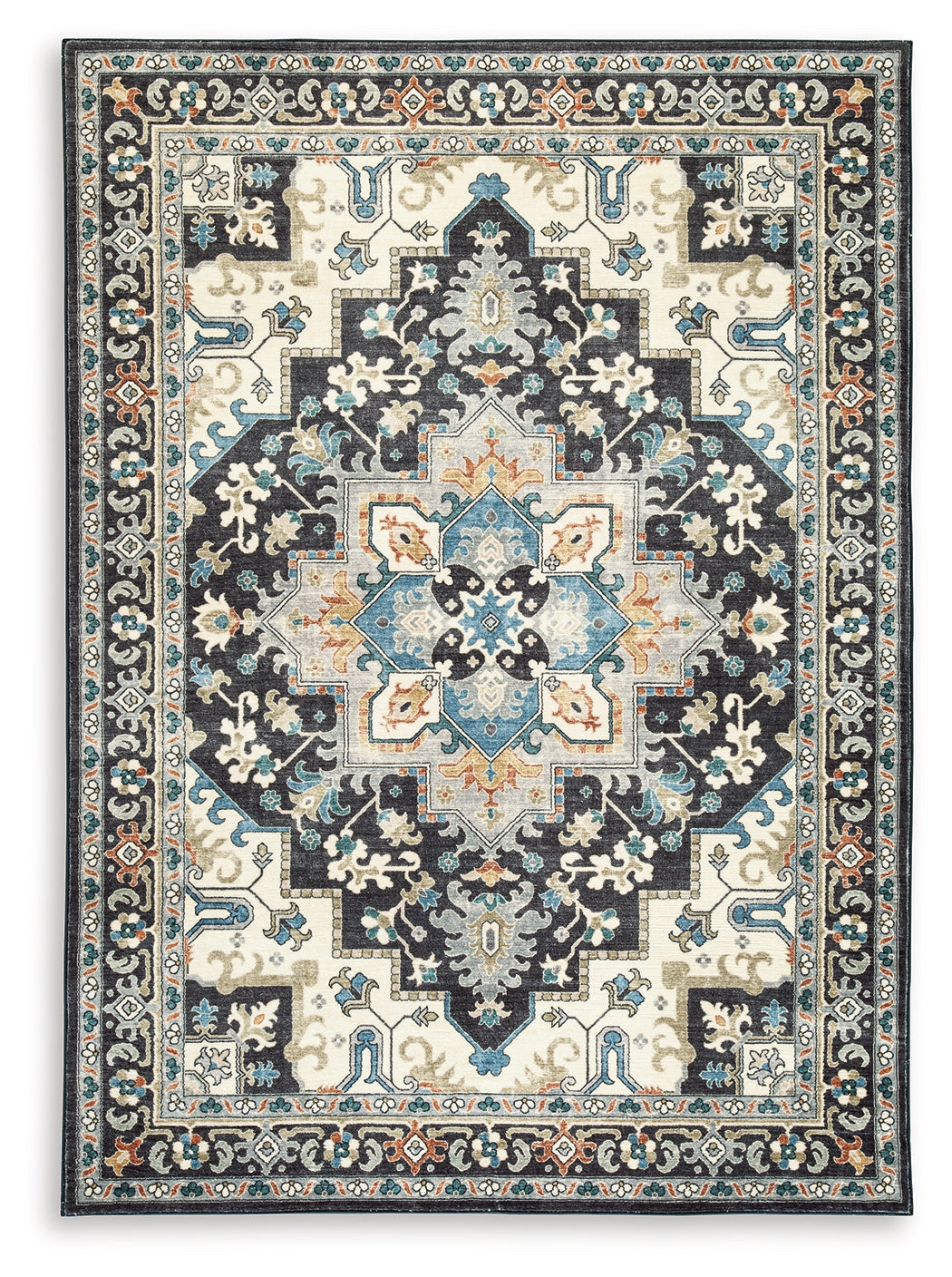 Leningston rug close-up of medallion pattern and texture