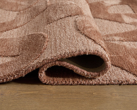 Perrenton Clay 5' x 7' rug corner showing pile and backing