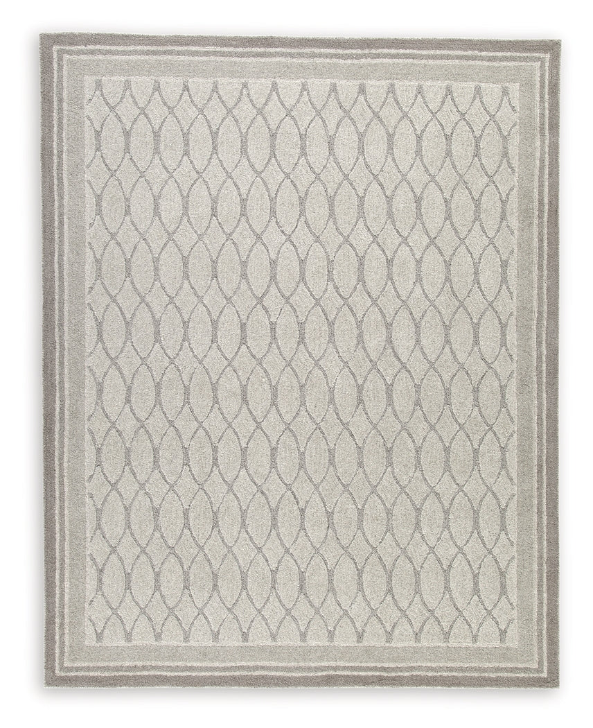 Close-up of Wimney Rug texture and bordered pattern