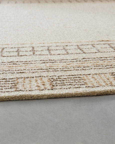 Hand-tufted wool and jute fibers detail