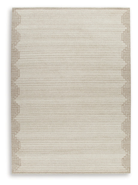 Close-up detail of the Emorymore rug's stepped border pattern