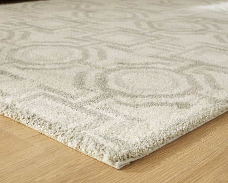 Rolled Maconville rug showing texture