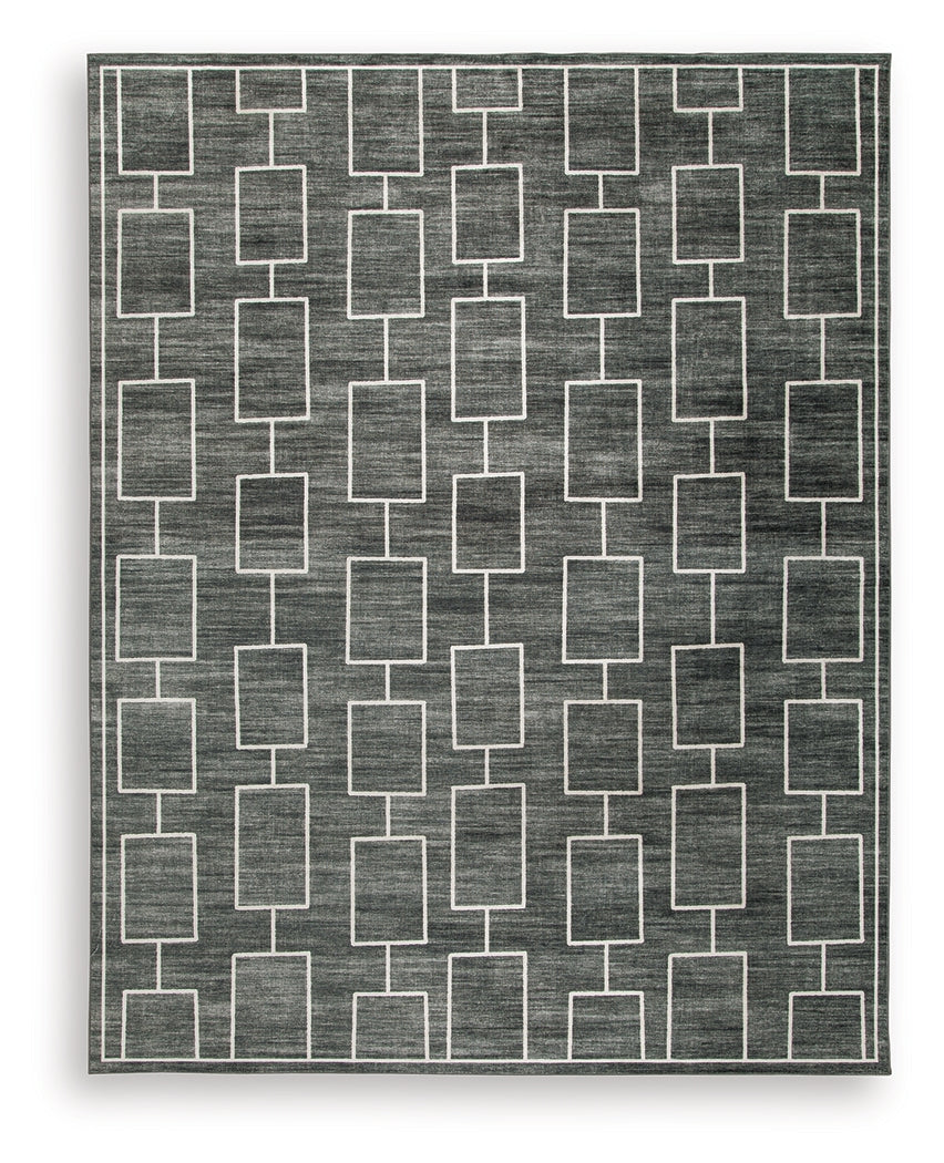 Elderland area rug close-up of geometric pattern and texture