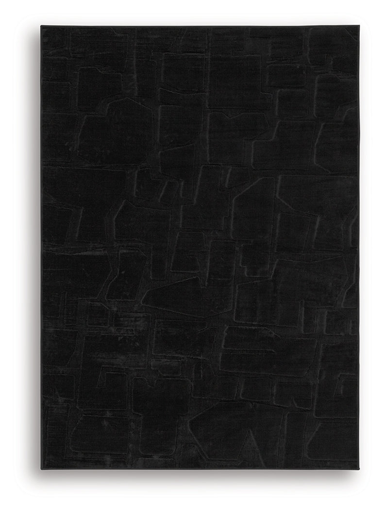 Close-up of Gibbswell black faux fur textured pile