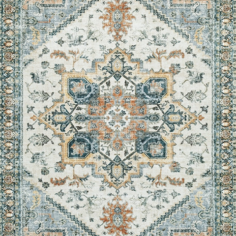 Swatch close-up of Wallney rug pattern and colors