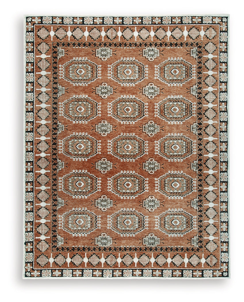 Close-up of Qaabiz rug woven high-low pile texture
