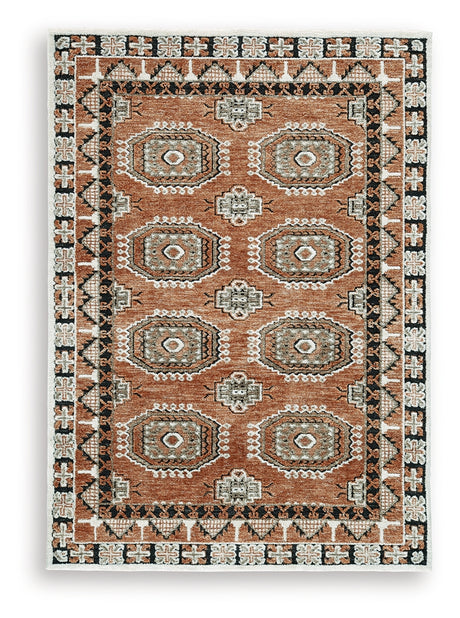Close-up of Qaabiz area rug fabric and high-low pile texture