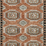Color swatch for Qaabiz sienna, ivory, and black rug