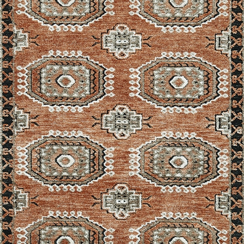 Color swatch for Qaabiz sienna, ivory, and black rug