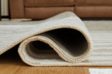 Rug edge detail of Corrbell beige and white rug