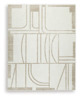 Close-up of Farongrove high-low pile texture in ivory and beige