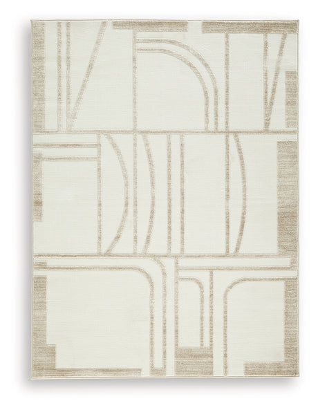 Close-up of Farongrove rug's abstract geometric pattern