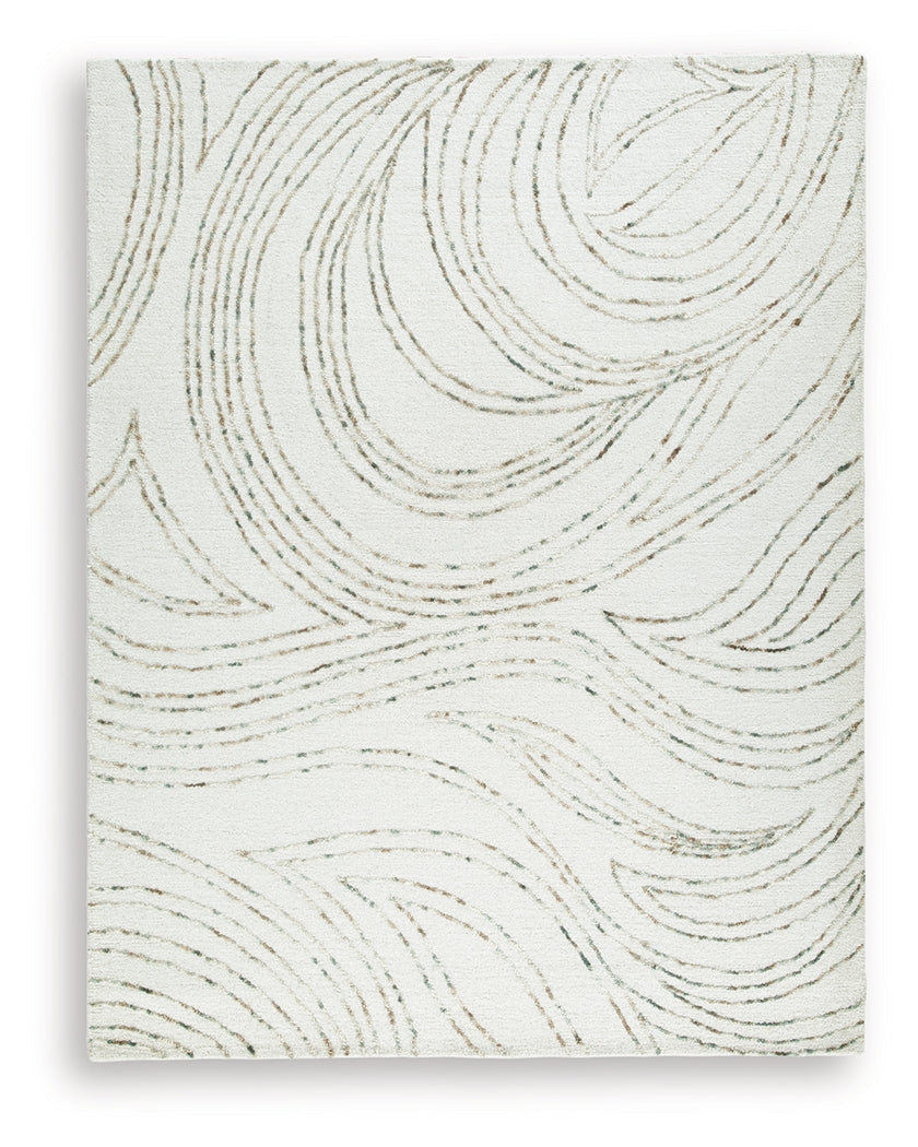 Close-up of Deenbury hand-tufted wool rug texture and abstract pattern