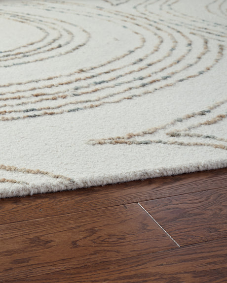 Detail of high-low pile on Deenbury wool area rug
