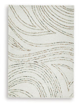 Close-up of hand tufted wool pile showing abstract pattern