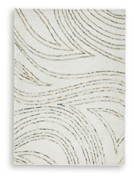 Close-up of hand tufted wool pile showing abstract pattern