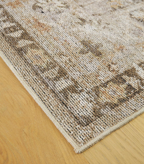 Rolled Livdon rug showing backing material