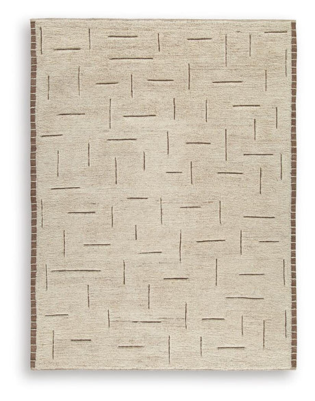 Detailed close-up of Clayman rug high-low wool pile texture