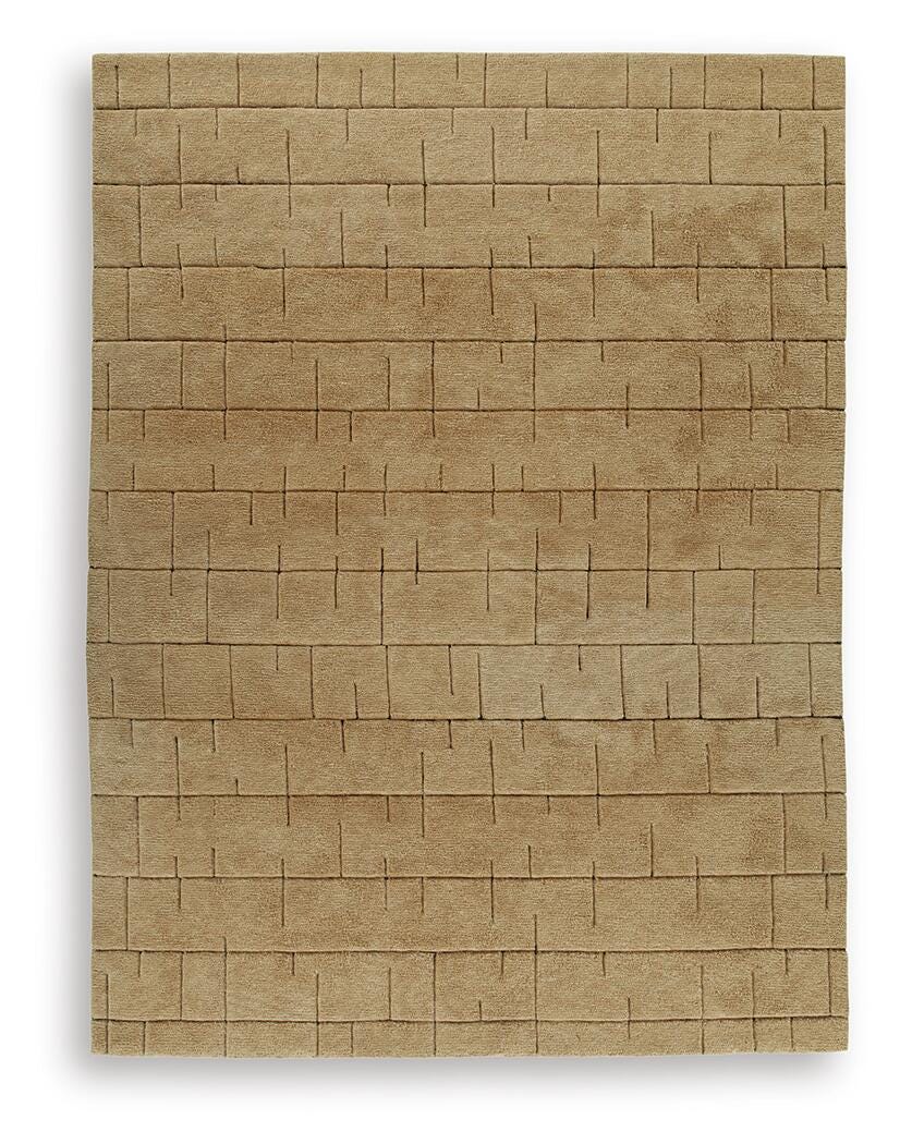 Close-up detail of hand-tufted high-low pile wool rug
