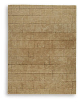 Close-up of Luzmont rug’s hand-tufted geometric pattern