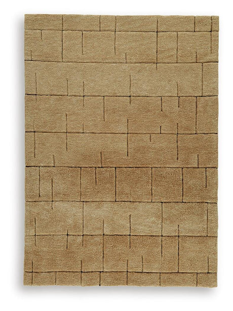 Luzmont Golden Brown Medium Rug close-up geometric pattern