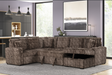 main view of Raha II Brown Storage Sectional sofa in brown fabric