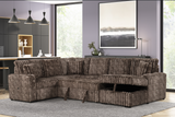main view of Raha II Brown Storage Sectional sofa in brown fabric