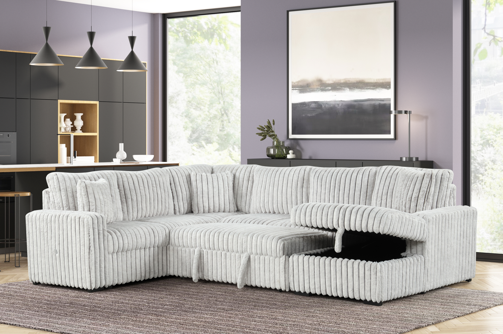 Raha II Grey Storage Sectional sectional sofa main view