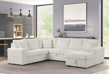 Side view of Raha II White Storage Sectional Sofa