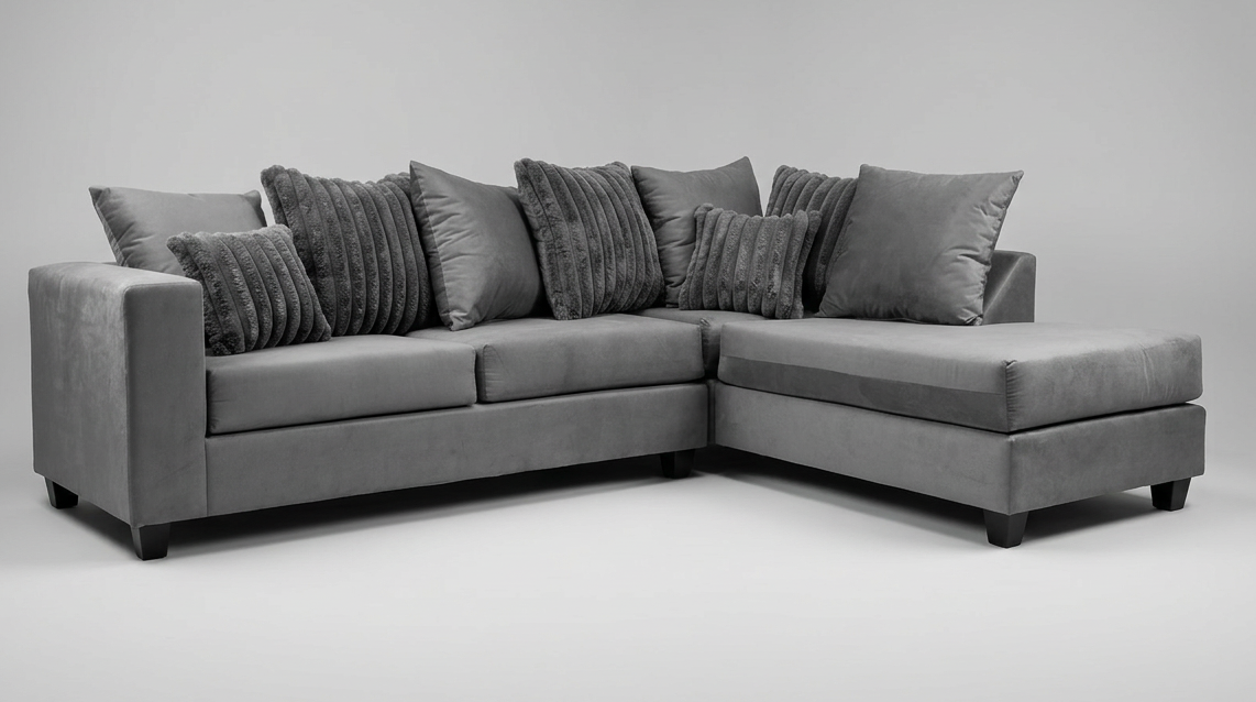 Kora Charcoal Fabric 2-Piece Sectional Sofa with Chaise view 2