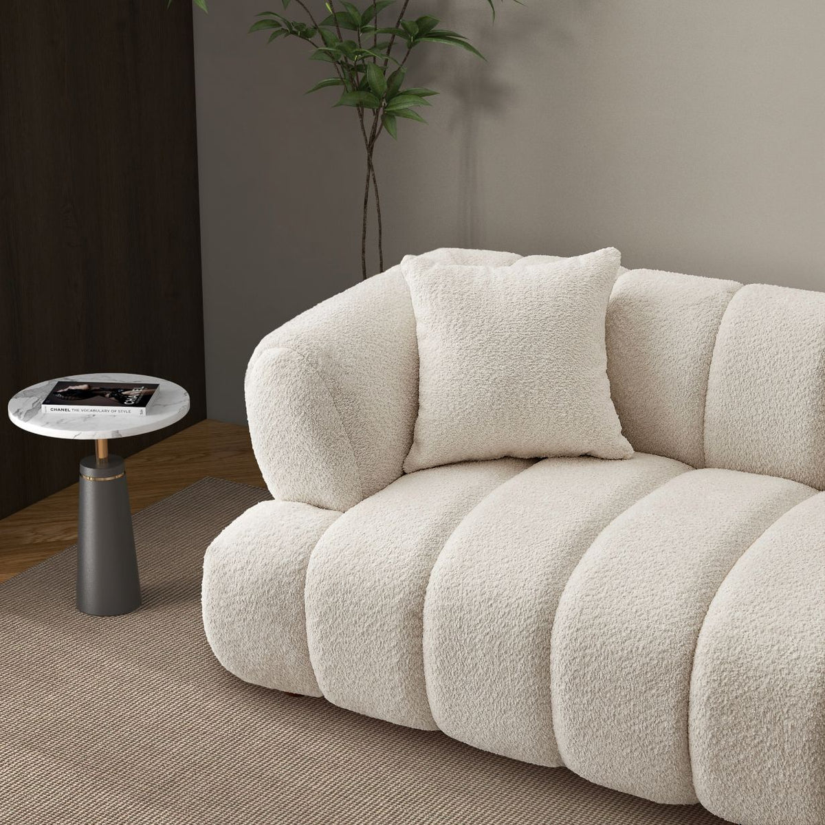 main view of Amina Cream Boucle Sofa furniture
