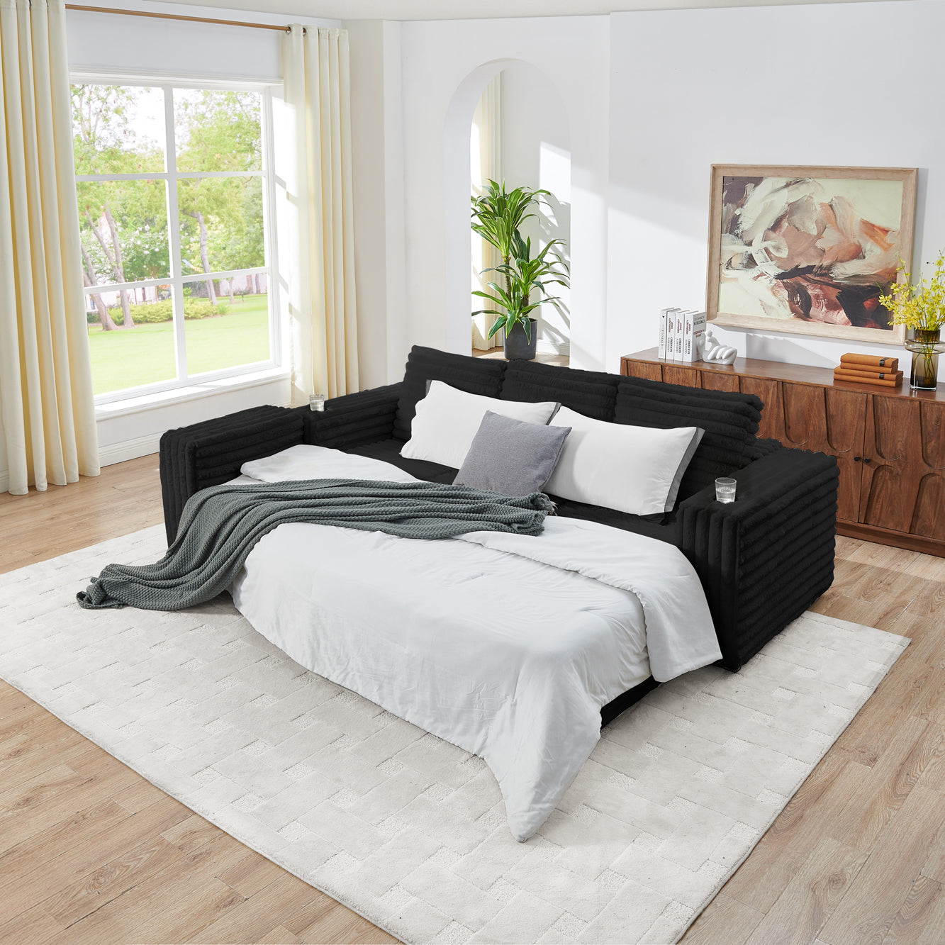 Side angle, highlighting sofa lines