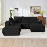 Fabric detail on Nuve Black Modular Sectional sofa