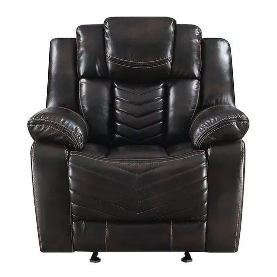 Lucky Charm Brown Air Leather 3-Piece Reclining Sectional view 6