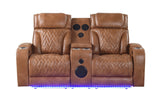 Power recliner showing USB charging ports and LED base