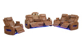 Skyline brown leather power reclining loveseat with console