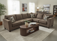 Main view of Thea Brown Fabric sectional sofa in rich brown fabric