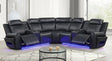 Galaxy Black Air Leather Reclining Sectional with Bluetooth Speakers and LED Lighting from Decor Furniture