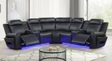 Galaxy Black Air Leather Reclining Sectional with Bluetooth Speakers and LED Lighting from Decor Furniture