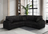 Neeha black corduroy fabric sectional sofa side view