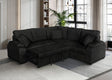 Neeha black corduroy fabric sectional sofa main view