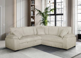 Side view of Neeha Cream Corduroy Sectional Sofa