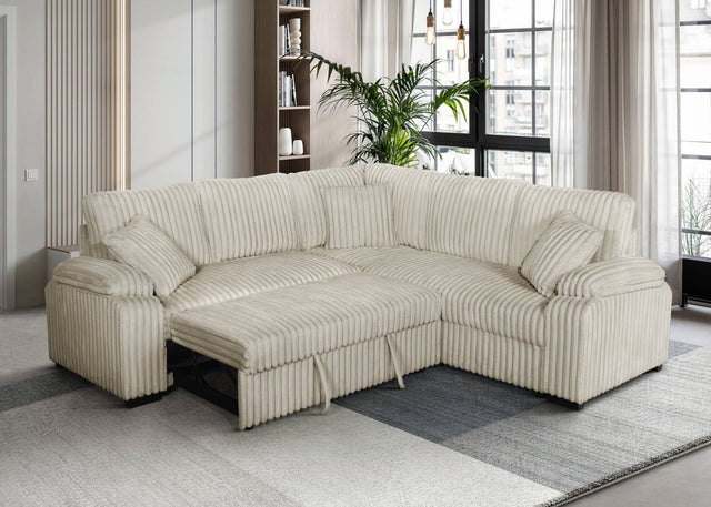 Neeha Cream Corduroy Sectional Sofa main view