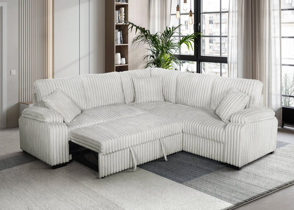 Neeha Gray Corduroy 3-Piece Sectional Sofa main view