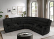 Calantha sectional sofa in black corduroy fabric, front angle