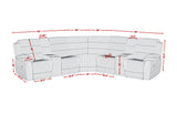Dimensional diagram of Calantha 3-piece sectional sofa