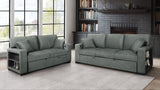Front view of Bexley Gray sofa with pull-out bed
