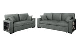Bedroom angle of Bexley Gray sofa and loveseat