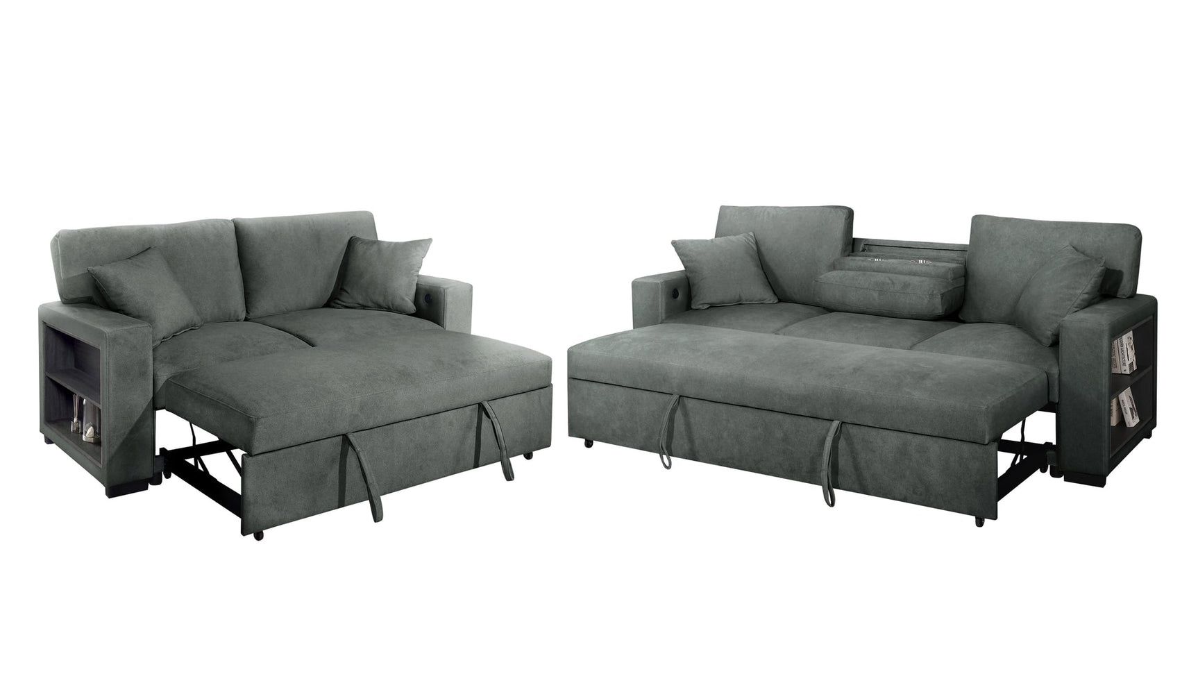 Side angle of Bexley Gray loveseat