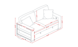 Bexley Grey Premium Fabric Sofa and Loveseat Set with Bookcase Arms and USB Ports view 12